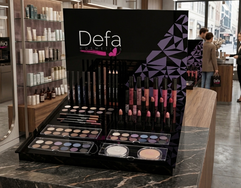 espositore banco per cosmetici in plexiglass